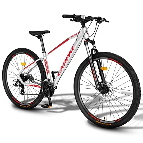 Vélos de montagnes : Carpat Sport VTT en aluminium 29" | dérailleur Shimano 24 vitesses, frein à disque, vélo adapté pour adultes, VTT, hommes et femmes – Gris clair rouge