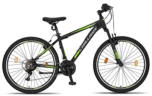 Vélos de montagnes : Chillaxx Bike Legend Vélo VTT Shimano en aluminium 24, 26, 27, 5 et 29” pour garçons, filles, hommes et femmes, 21 vitesses, vélo pour homme et femme (26”, frein V-brake noir) Standard