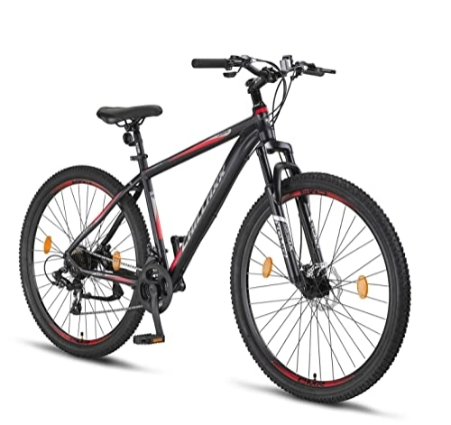 Vélos de montagnes : Chillaxx Vélo VTT Legend 24 et 26 pouces pour garçons, filles, hommes et femmes - 21 vitesses - Vélo de VTT pour homme et femme - Aluminium (27, 5 pouces, frein à disque noir / rouge)