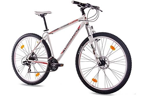 Vélos de montagnes : Chrisson VTT Hardtail 29" - Remover 2.0 - Blanc - Hardtail Mountain Bike avec dérailleur Shimano Tourney 21 vitesses - VTT pour homme et femme - Avec fourche à suspension Zoom
