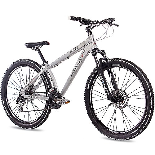 Vélos de montagnes : CHRISSON Vélo VTT Rubby de 26" en aluminium - Unisexe - Avec 2 vitesses Shimano 2 x Disk - En aluminium mat