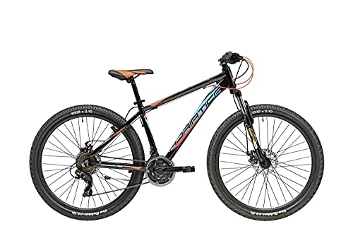 Vélos de montagnes : Cicli Adriatica Mountain Bike RCK 27, 5" Cadre en aluminium, fourche amortie et échange 21 V (noir-Blu-Rouge, Châssis 48 cm)