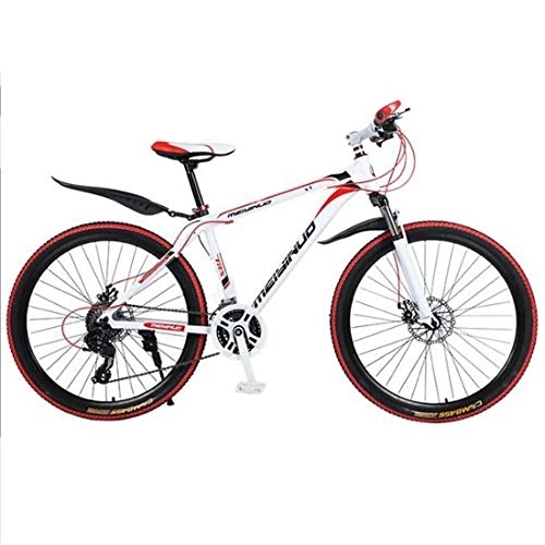 Vélos de montagnes : Dsrgwe VTT, 26" Mountain Bike, léger en Alliage d'aluminium Cadre de vélo, Double Frein à Disque et Suspension Avant (Color : White, Size : 24 Speed)