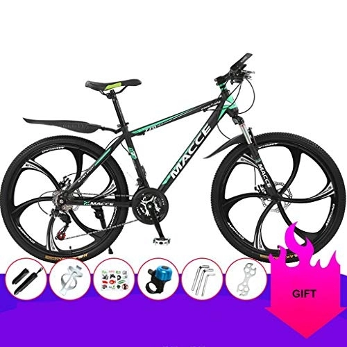 Vélos de montagnes : Dsrgwe VTT, Mountain Bike, Cadre en Acier au Carbone Hardtail Montagne Vélos, Double Frein à Disque et Suspension Avant, 26 Pouces Roues (Color : Black+Green, Size : 27 Speed)