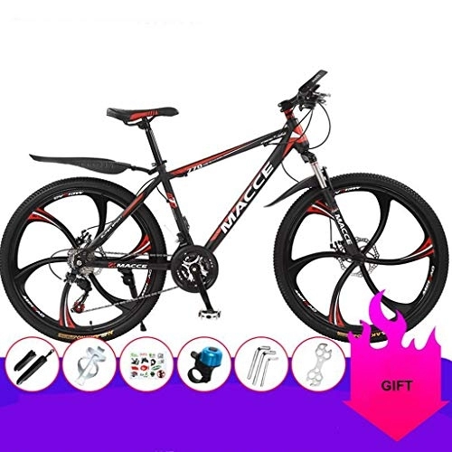 Vélos de montagnes : Dsrgwe VTT, Mountain Bike, Cadre en Acier au Carbone Hardtail Montagne Vélos, Double Frein à Disque et Suspension Avant, 26 Pouces Roues (Color : Black+Red, Size : 27 Speed)