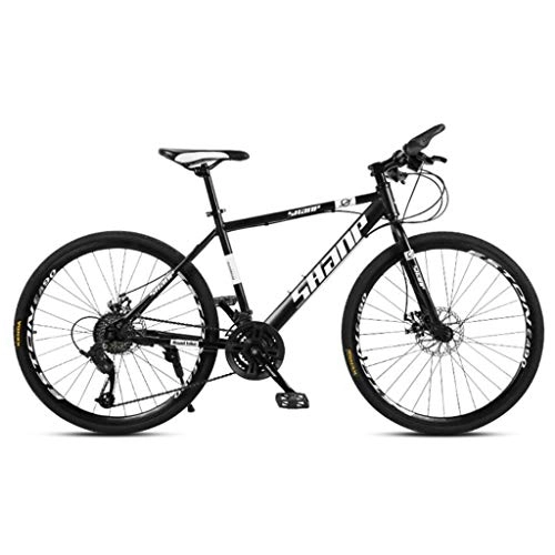 Vélos de montagnes : Dsrgwe VTT, Mountain Bike / Vlos, Cadre en Acier au Carbone, Suspension Avant et Double Disque de Frein, Roues 26 Pouces (Color : Black, Size : 21-Speed)