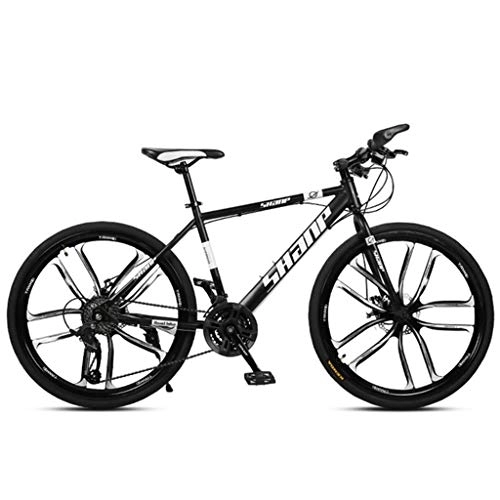 Vélos de montagnes : Dsrgwe VTT, VTT, Hardtail Mountain Bicycles, Cadre en Acier au Carbone, Suspension Avant et Double Disque de Frein, Roues 26 Pouces (Color : Black, Size : 24-Speed)