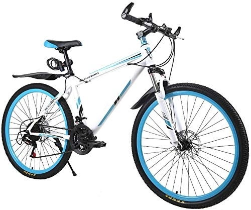 Vélos de montagnes : DX Vélo de route VTT double frein à disque pour homme et femme 21 vitesses 66 cm, blanc