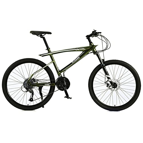 Vélos de montagnes : EASSEN VTT pour adulte de 66 cm, cadre en alliage d'aluminium, 27 vitesses, vélo tout-terrain absorbant les chocs, avec freins mécaniques à double disque pour homme et femme, adulte, vert