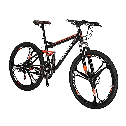 Vélos de montagnes : Eurobike SD-S7 Vélo de montagne à suspension complète 27, 5" pour adulte 45, 7 cm Cadre en acier (roue K)