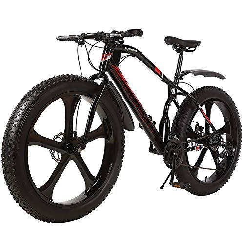 Vélos de montagnes : Fat Bike neige vélo 26 pouces 21 Vitesse Fat Tire VTT Vélo Cruiser Plage Balade à vélo Vélos d'exercice Siège réglable cadre haut en acier au carbone VTT ( Color : Black , 速度 Speed : 27 Speed )