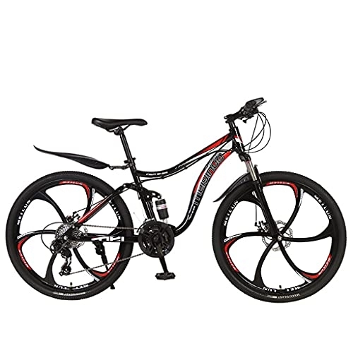 Vélos de montagnes : Freins à double disque avant et arrière et vélo de montagne à double amortissement intégré (noir rouge; noir bleu; blanc bleu; jaune; rose 21 / 24 / 27 vitesses) en acier à haute teneur en carbone