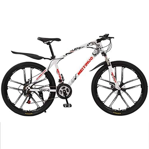 Vélos de montagnes : GXQZCL-1 VTT, vlo Tout Terrain, VTT / Vlos, 26" Ravine Bike, Suspension Double Disque de Frein Avant, Cadre en Acier au Carbone MTB Bike (Color : White, Size : 27 Speed)