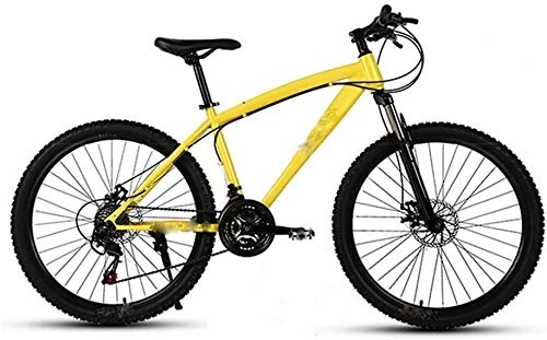 Vélos de montagnes : HFFFHA VTT 24 Pouces VTT for Adulte, en Aluminium léger Suspension Avant Cadre, Fourche à Suspension, Disque (Color : Yellow, Size : 21 Speed)