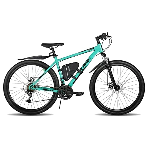 Vélos de montagnes : HILAND IVIL Vélo de montagne Shimano 21 vitesses avec cadre Garde-boue fourche à suspension freins à disque pour adolescents, hommes femmes, garçons, filles, vert