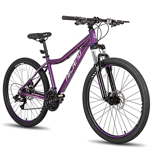 Vélos de montagnes : Hiland VTT 26 Pouces avec Cadre en Aluminium de 406mm 21 Vitesses Vélo de Montagne avec Frein à Double Disque Lock-Out Vélo Fourche à Suspension pour Femme et Fille Bike Violet…