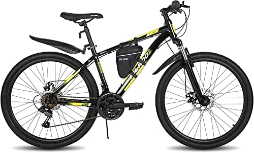 Vélos de montagnes : Hiland Vélo VTT 26 Pouces Noir Shimano 21 Vitesses, Vélo pour Homme et Femme avec Sac pour Cadre et Ailes et Frein à Disque