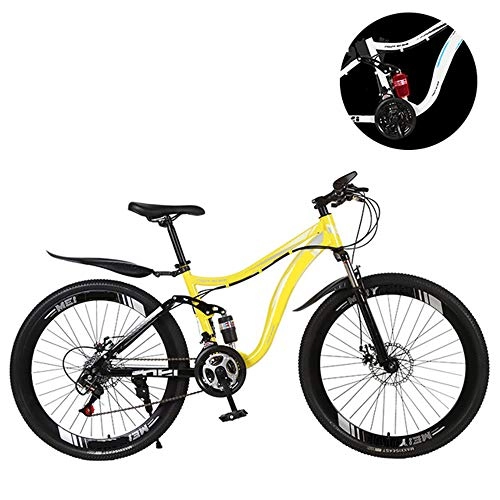Vélos de montagnes : Hzyyzh Vélo tout-terrain pour adulte, cadre rigide 66 cm, vélo de ville pour étudiant, vélo d'équitation, jaune, 24 vitesses