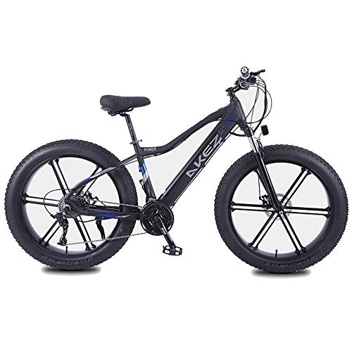 Vélos de montagnes : JASSXIN Adulte Fat Tire Électrique VTT, Vélos 350W Neige, Portable 10Ah Li-Batterie Plage Cruiser Vélos, Cadre en Alliage D'aluminium Léger, 26 Pouces Roues, Noir