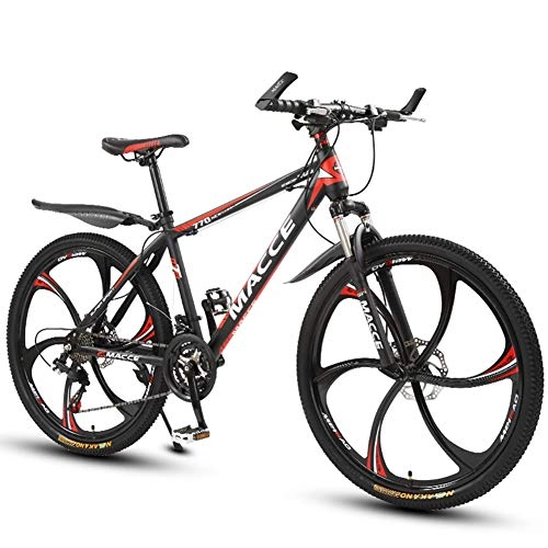 Vélos de montagnes : JESU 26 inch vélo Haut Carbone VTT vélo, VTT pour Hommes / Femmes, Freins à Disque Double vélo, BlackRed, 21Speed