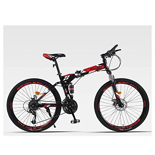 Vélos de montagnes : JF-XUAN vélo Sports de Plein air Mountain Bike 27 Vitesses d'absorption de Choc Mens Mountain Bike 26' pneus HighCarbon Cadre en Acier Double Suspension avec Double Disque de Frein (Color : Red)