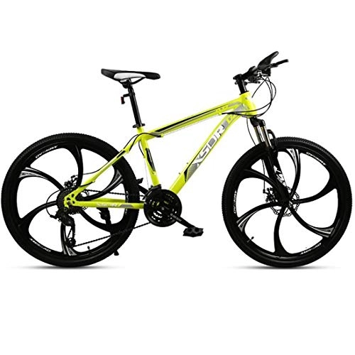 Vélos de montagnes : JLQWE Vélo VTT VTT, Hardtail Vélo De Montagne, 26 Pouces Roues, Double Frein À Disque Et Suspension Avant Fourche (Color : Yellow, Size : 24-Speed)