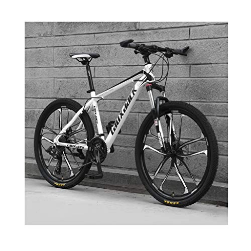 Vélos de montagnes : JXXU VTT 26 pouces 21 vitesses pour adulte - Vélo d'extérieur - Double frein à disque - Selle réglable - Cadre en acier à haute teneur en carbone, D