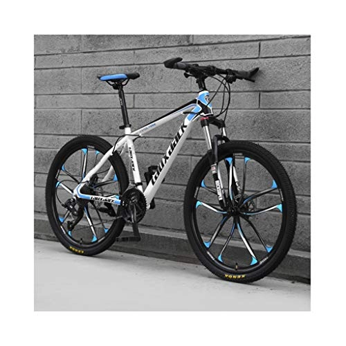 Vélos de montagnes : JXXU Vélo de montagne 26 pouces 21 vitesses pour adulte - Vélo d'extérieur pour étudiant - Double frein à disque - Selle réglable - Cadre en acier à haute teneur en carbone - Couleur : A