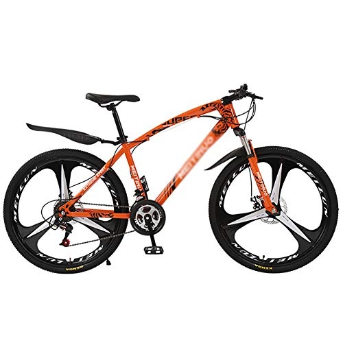 Vélos de montagnes : KKLTDI Léger Vélo VTT Bike, Cadre Fort Frein à Disque Vélo De Montagne, Bike avec Suspension Avant Siège Réglable Orange 3 Spoke 26" 21-Vitesse