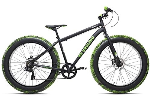 Vélos de montagnes : KS Cycling Fatbike 26'' Crusher Noir-Vert Aluminium TC 46 cm