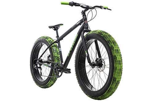 Vélos de montagnes : KS Cycling Mixte - Adulte Fatbike 26" Crusher Noir Cadre Aluminium 7 Vitesses RH 46cm Noir Noir Noir