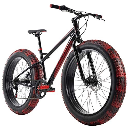 Vélos de montagnes : KS Cycling Mixte - Adulte Fatbike 26" SNW2458 Noir / Rouge RH 43cm 26
