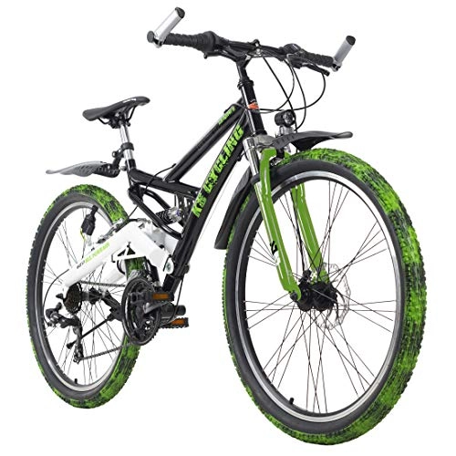 Vélos de montagnes : KS Cycling Mixte - Adulte VTT Fully ATB 26" Crusher Noir / Vert RH 46cm 26"