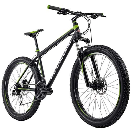 Vélos de montagnes : KS Cycling Mixte - Vélo VTT Hardtail 27.5 Plus Xceed Noir / Vert RH 46cm 27.5