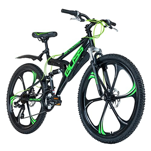 Vélos de montagnes : KS Cycling VTT Fully 26'' Bliss Noir / Vert RH 47 Jeunesse Unisexe, 26 Zoll, 47 cm