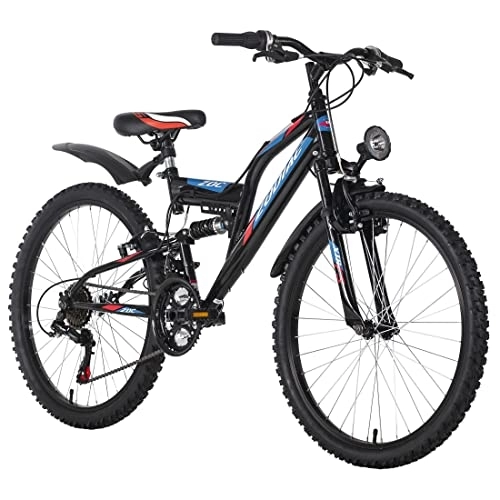 Vélos de montagnes : KS Cycling VTT Fully ATB 24" Zodiac Noir / Rouge RH 38 cm Jeunesse Unisexe, Zoll