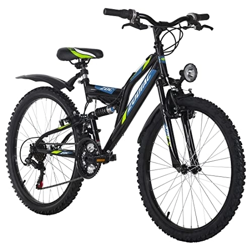 Vélos de montagnes : KS Cycling VTT Fully ATB 24" Zodiac Noir / Vert RH 38 cm Jeunesse Unisexe, Zoll