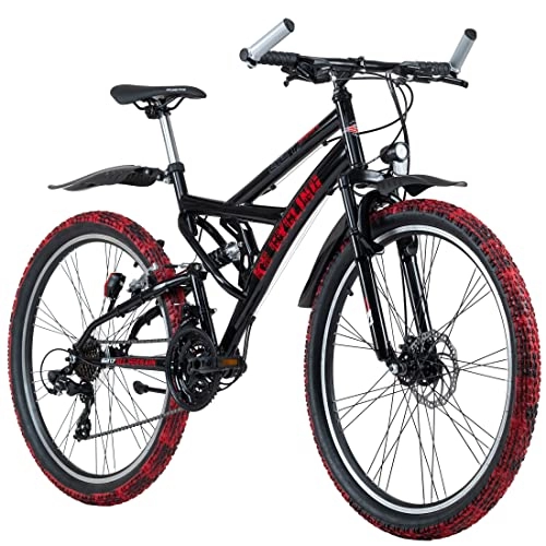Vélos de montagnes : KS Cycling VTT Fully ATB 26" Crusher Noir / Rouge RH 46 cm Adulte Unisexe, Zoll