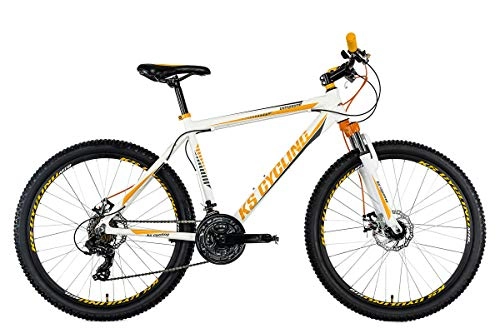 Vélos de montagnes : KS Cycling VTT Semi-Rigide 26'' Compound Blanc-Orange TC 48 cm Adulte Unisexe, 48