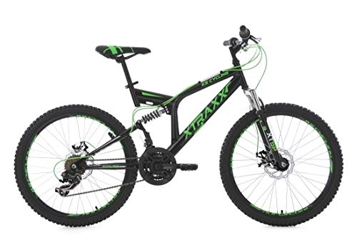 Vélos de montagnes : KS Cycling VTT Tout Suspendu Xtraxx 24'' Noir-Vert TC 43 cm
