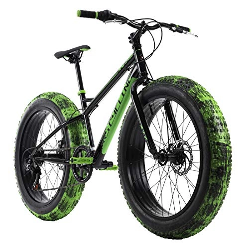Vélos de montagnes : KS Cycling VTT Unisexe Fatbike 24" SNW2458 - Noir / Vert - RH 38 cm - 25