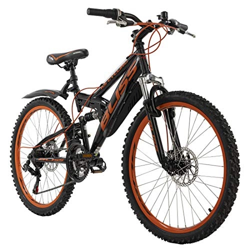 Vélos de montagnes : KS Cycling VTT Unisexe Fully 24" Bliss Noir / Orange RH 38 cm, 38 cm