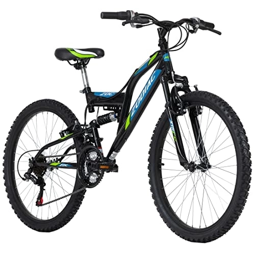 Vélos de montagnes : KS Cycling Vélo de Montagne Fully 24'' Zodiac Noir / Vert RH 38 cm Jeunesse Unisexe, 24 Zoll
