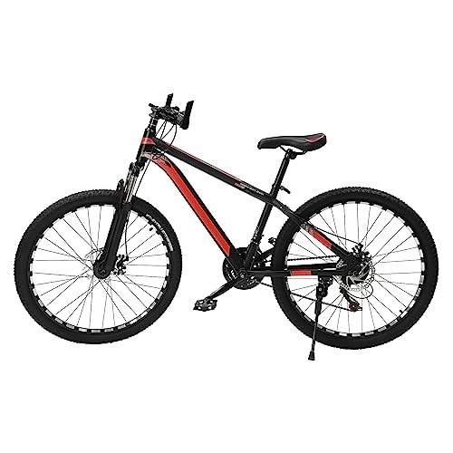Vélos de montagnes : lalaleny VTT 26", 21 vitesses, pour adolescents et adultes, freins à disque, suspension complète, pour homme et femme, noir et rouge