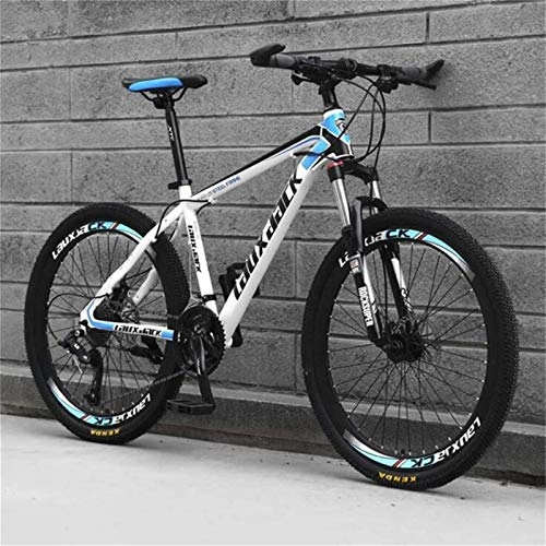 Vélos de montagnes : LBWT 26 Pouces Adultes Hors Route Cyclisme, VTT, Cadre en Acier, Double Disque De Frein, Cadeaux (Color : White Blue, Size : 21 Speed)