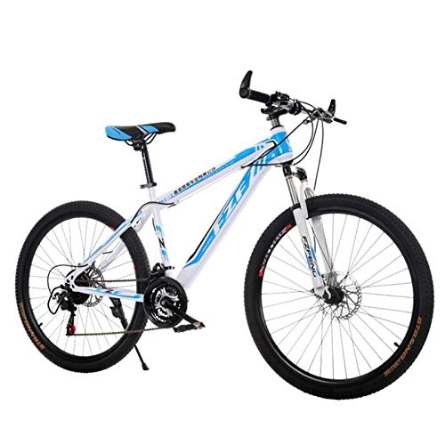 Vélos de montagnes : LBWT Sport VTT, 24 Pouces City Road Vélos, 24x VTT, Haute Teneur en Carbone Cadre en Acier, Cadeaux (Color : White Blue)
