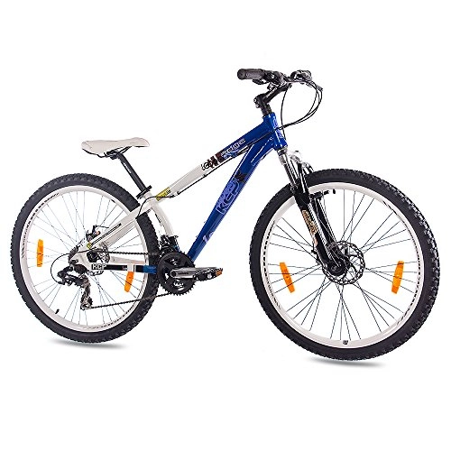 Vélos de montagnes : Leader 26" VTT VÈLO Dirt Enfant Junior Adulte Edge Cadre Aluminum ALU 21 Vitesses Shimano Blanche Bleu (WB) - 66, 0 cm (26 Pouces)