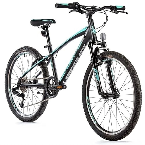Vélos de montagnes : Leader Fox Spider Boy Vélo 24" en aluminium 8 vitesses S-Ride VTT noir turquoise