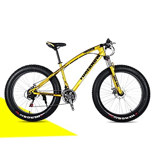 Vélos de montagnes : LHQ-HQ VTT 26" Fat Tire Adulte, 30 vitesses, suspension à fourche, cadre en acier à haute teneur en carbone, double frein à disque, charge 160 kg, convient pour une hauteur de 170-220 cm, doré