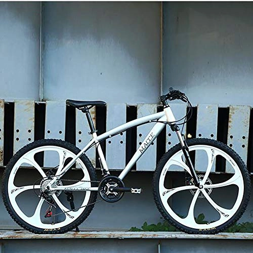 Vélos de montagnes : LITI Vélo de montagne VTT unisexe - Suspension avant et cadre en alliage d'aluminium - Blanc L 24 speed